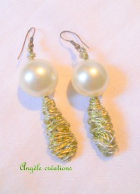 BO  OP grosse perle et fil anis