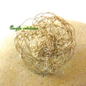 bague fleur dentelle tissé argenté - Copie