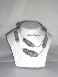 vendu collier laine grise sautoir - Copie