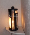 lampe cylindrique en dentelle de carton et papier végétal