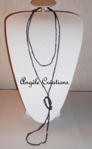 sautoir perlé gris foncé très fin crocheté s buste - Copie