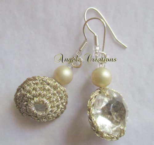 Boucles d'oreilles "Perles de cristal" doré (PV 45€)
