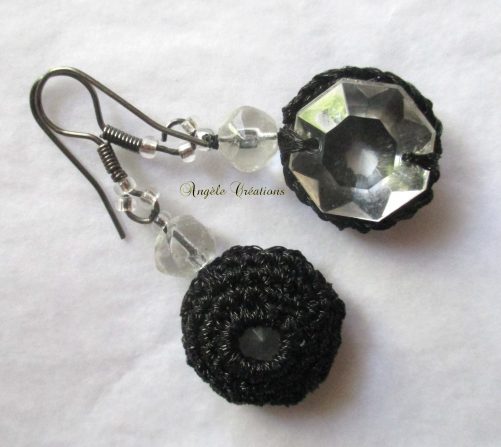 Boucle d'oreille cristal et crochet pièce unique