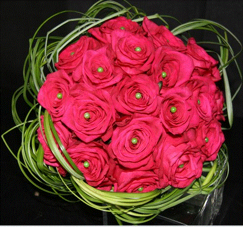 Bouquet rond en roses rouges