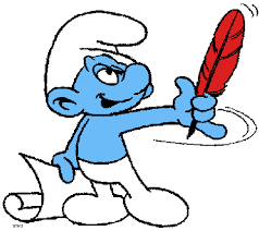 Chtroumf bleu qui écrit