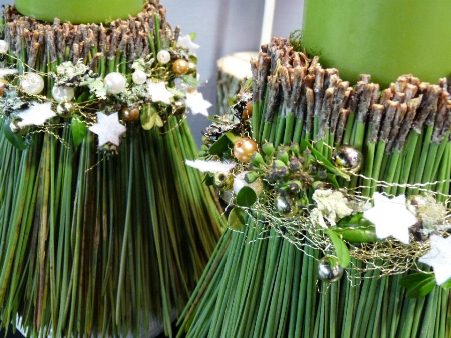 Bougeoir en aiguilles de pin