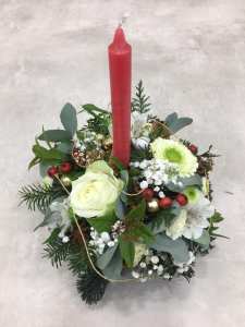 centre de table de Noël avec bougie