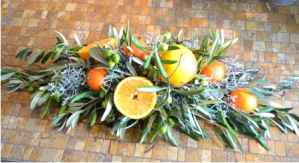 Centre de table champetre en agrumes