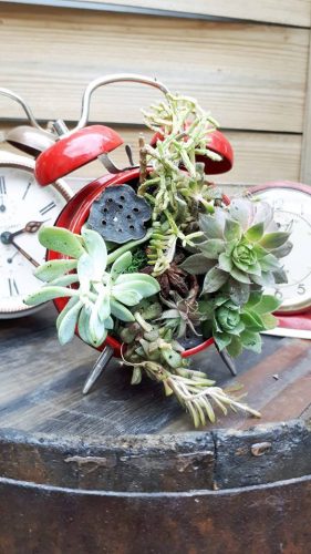 reveil garnie de fleurs