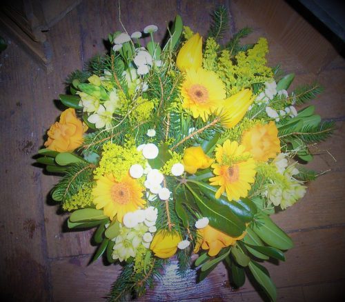 Bouquet rond tons d'agrumes