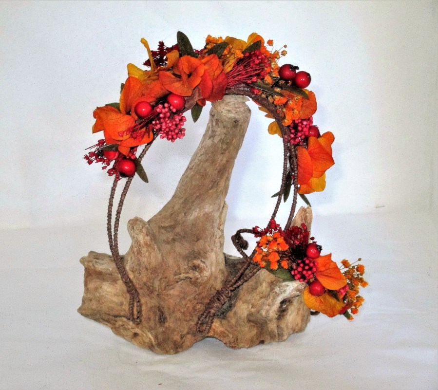 Serre tête et bracelet en fleurs stabilisées