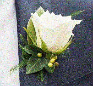Boutonnière en rose blanche