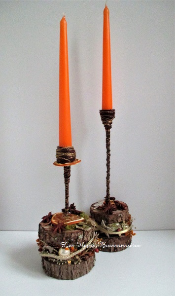 Bougeoir en rondin de bois