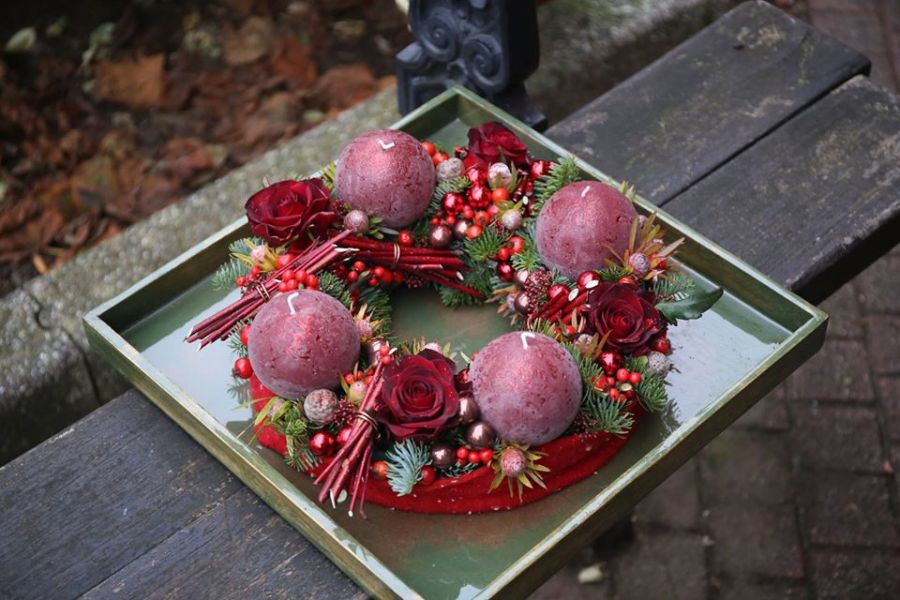 Centre de table ronde "Fruits rouges givrés