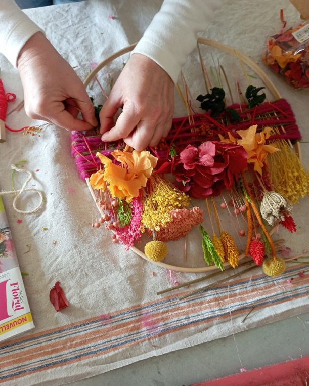 couronne  murale teintes orangées