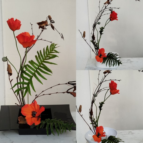 Arrangements Ikebana dans différents contenants